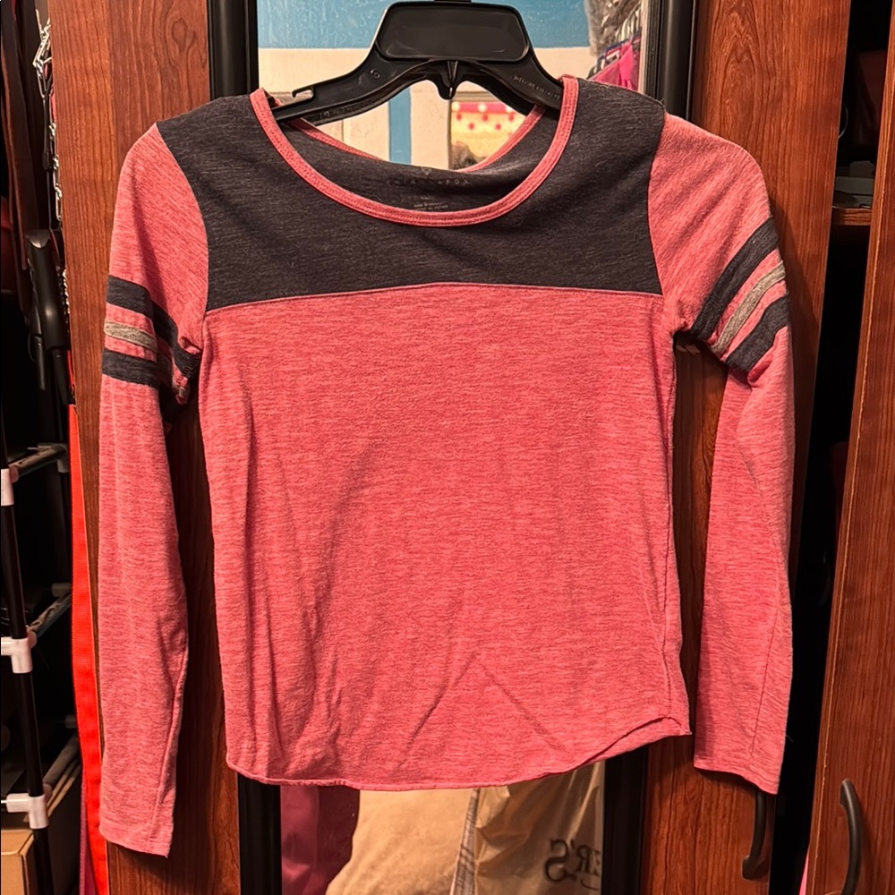 Pink and Grey Long Sleeve Shirt